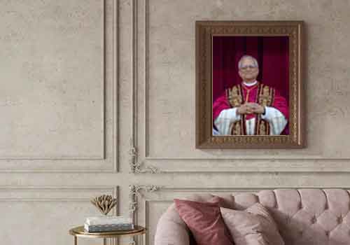 Cuadro enmarcado del Papa Le&oacute;n XIV 
